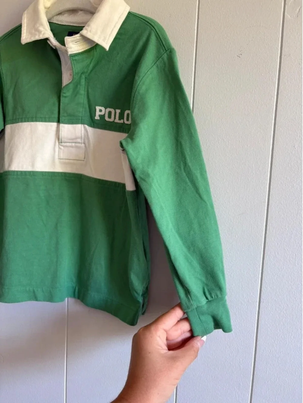 Boys Green Polo Ralph Lauren Long Sleeve Polo Shirt